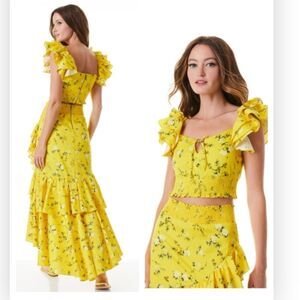 Alice and Olivia Shanae crop blouse Escape Ditsy Sunbeam size M NWT $350